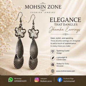 SILVER SLEEK JHUMKA EARRINGS