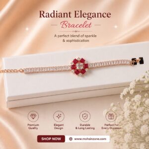 SLEEK RED FLOWER BRACELETE